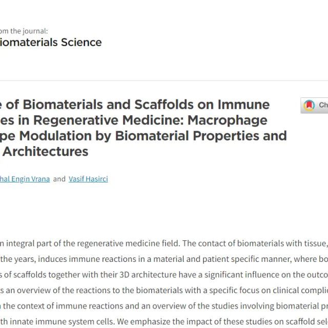 Biyomalzeme Merkezimiz yeni makalesini yayınladı